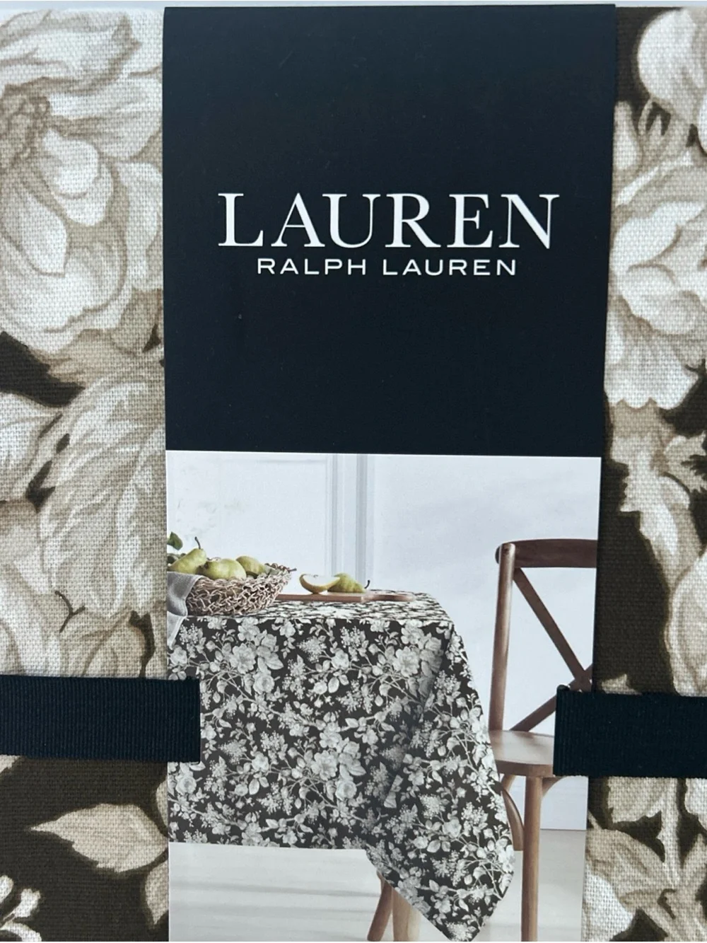 Lauren Ralph Lauren Fall Elegant Brown and Cream Floral Tablecloth 60” X 120”